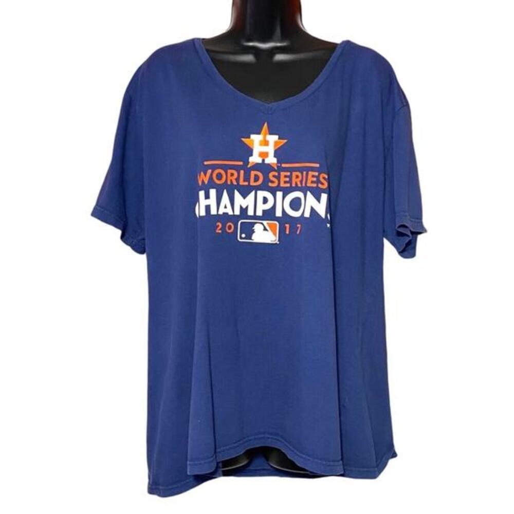 Fantastic MLB Houston Astros Blue T-Shirt Womens World Champions 2017‎ Size XL